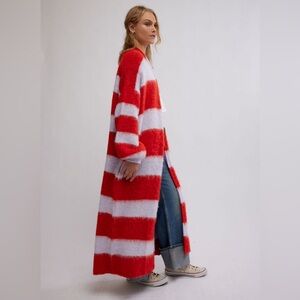 Free People Mantra Cardi Poppy Ice Long Line Sweater XS/S